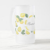 Yellow Lemons Watercolor Fruchtmuster Mattglas Bierglas (Vorderseite Links)