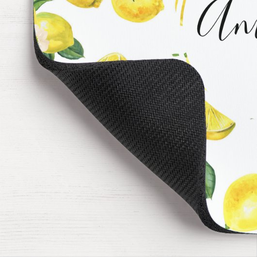 Yellow Lemons Watercolor Fruchtmuster Mousepad (Ecke)