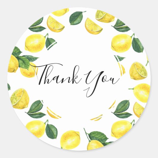Yellow Lemons Watercolor Fruchtmuster Muster Viele Runder Aufkleber (Vorderseite)
