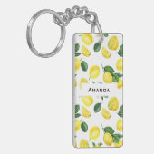 Yellow Lemons Watercolor Fruchtmuster Schlüsselanhänger (Vorderseite links)