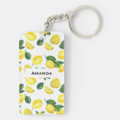 Yellow Lemons Watercolor Fruchtmuster Schlüsselanhänger (Rückseite)