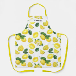 Yellow Lemons Watercolor Fruchtmuster Schürze
