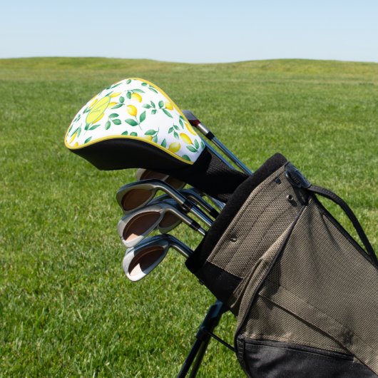 Yellow Lemons Watercolor Monogram Golf Headcover (In SItu)