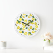 Yellow Lemons Watercolor Pattern Große Wanduhr (Zuhause)