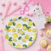 Yellow Lemons Watercolor Pattern Pappteller (Party)