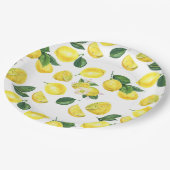 Yellow Lemons Watercolor Pattern Pappteller (Schrägansicht)