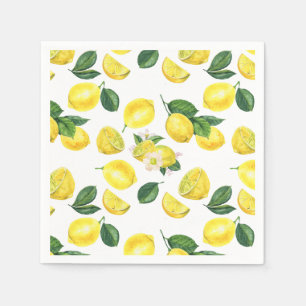 Yellow Lemons Watercolor Pattern Serviette