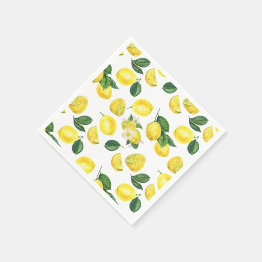 Yellow Lemons Watercolor Pattern Serviette (Ecke)