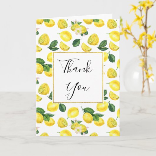 Yellow Lemons Watercolor Pattern Vielen Dank Karte (Gelbe Blume)
