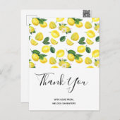 Yellow Lemons Watercolor Pattern Vielen Dank Postkarte (Vorne/Hinten)