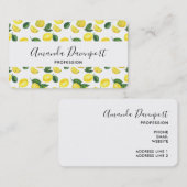 Yellow Lemons Watercolor Pattern Visitenkarte (Vorne/Hinten)