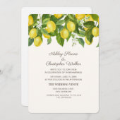 Yellow Lemons White Wedding Einladung (Vorne/Hinten)