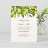 Yellow Lemons White Wedding Einladung (Stehend Vorderseite)