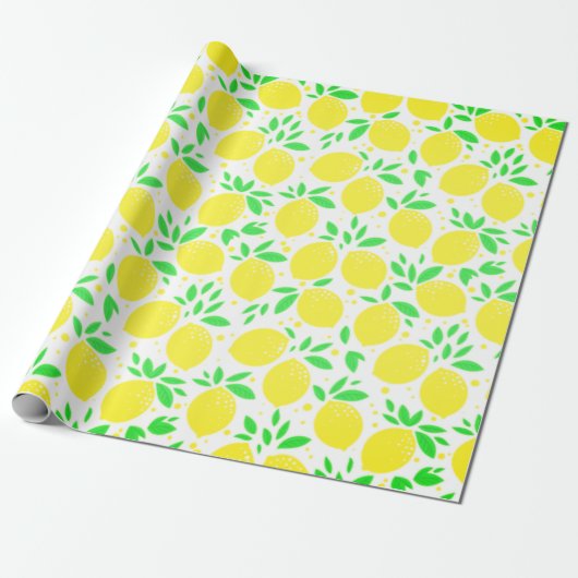 Yellow Lemons Wrapping Paper Geschenkpapier (Ungerollt)