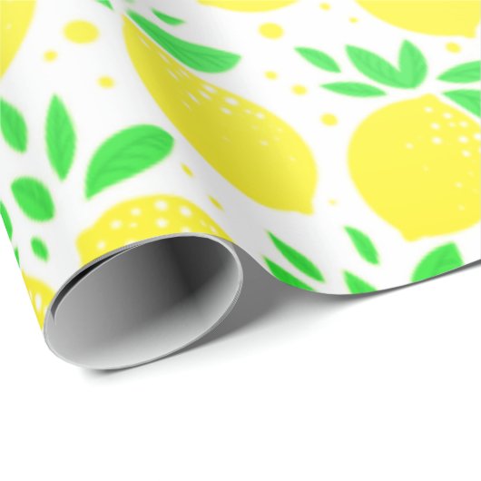 Yellow Lemons Wrapping Paper Geschenkpapier (Rolleneckpunkt)