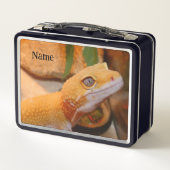 Yellow Leopard Gecko Cutting Board Metall Brotdose (Rückseite)