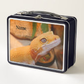 Yellow Leopard Gecko Cutting Board Metall Brotdose (Vorderseite)