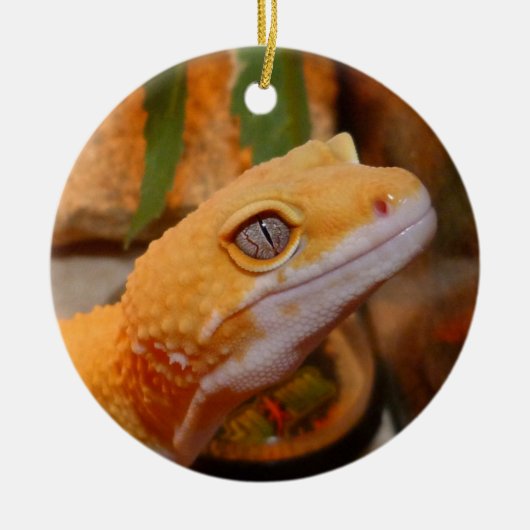 Yellow Leopard Gecko Lizard Keramik Ornament (Vorne)