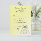 Yellow Lesbian Wedding Menu UAWG RSVP Karte (Stehend Vorderseite)