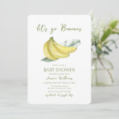 Yellow Let's Go Bananas Leaves Baby Shower Einladung (Stehend Vorderseite)
