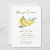 Yellow Let's Go Bananas Leaves Baby Shower Einladung (Vorderseite)