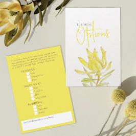 Yellow leucadendron tulip Wedelmahlzeiten RSVP Karte
