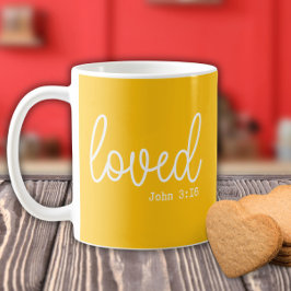 Yellow Liebe Faith Quote minimalistisch Kaffeetasse
