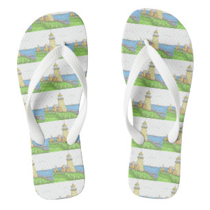 Yellow Lighthouse Handgezeichnete FlipFlops Badesandalen