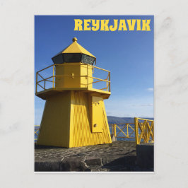 Yellow Lighthouse Reykjavik Island Travel Postkarte