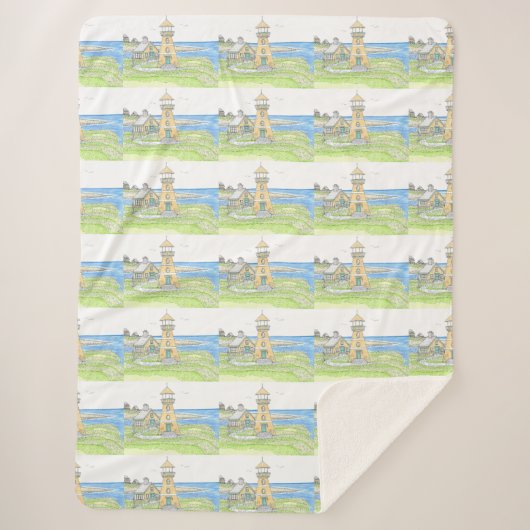Yellow Lighthouse Sherpa Blanket Sherpadecke (Vorderseite)