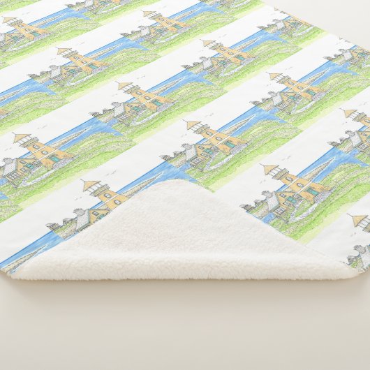 Yellow Lighthouse Sherpa Blanket Sherpadecke (3/4)