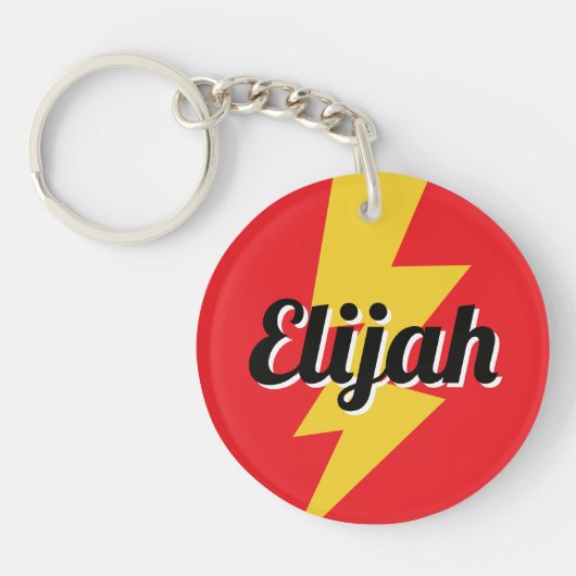 Yellow lighting bolt strike flash logo custom name schlüsselanhänger (Vorderseite)