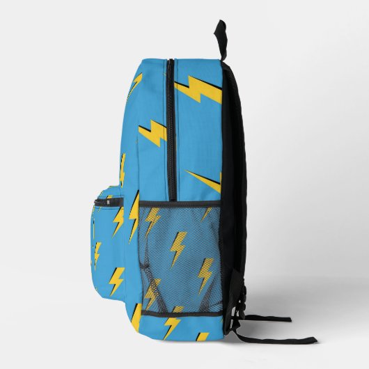 Yellow Lightning Blue Background Y2K Muster Bedruckter Rucksack (Rechts)