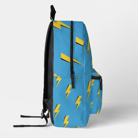 Yellow Lightning Blue Background Y2K Muster Bedruckter Rucksack (Links)