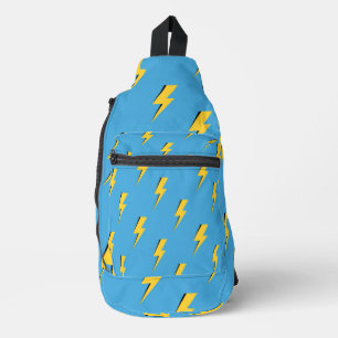 Yellow Lightning Blue Background Y2K Muster Crossbody Bag