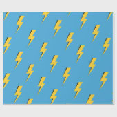 Yellow Lightning Blue Background Y2K Muster Geschenkpapier (Flach)
