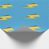 Yellow Lightning Blue Background Y2K Muster Geschenkpapier (Ecke)