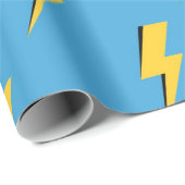 Yellow Lightning Blue Background Y2K Muster Geschenkpapier (Rolleneckpunkt)