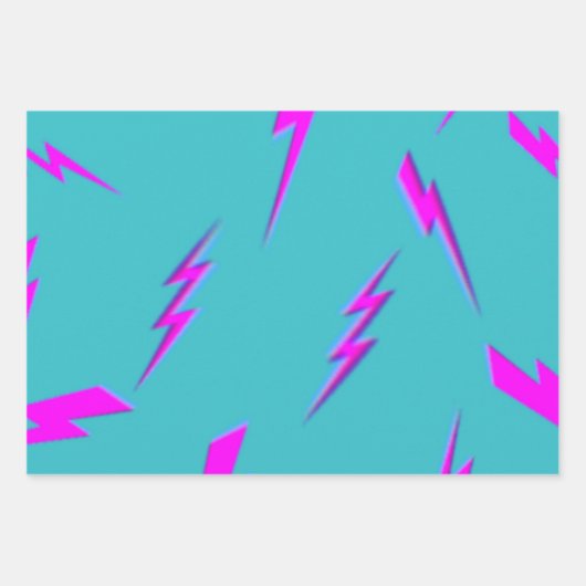 Yellow Lightning Blue Background Y2K Muster Geschenkpapier Set (Vorderseite 3)