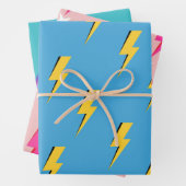 Yellow Lightning Blue Background Y2K Muster Geschenkpapier Set (Beispiel)