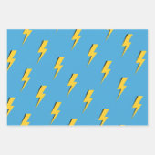 Yellow Lightning Blue Background Y2K Muster Geschenkpapier Set (Vorderseite)