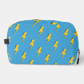 Yellow Lightning Blue Background Y2K Muster Waschbeutel (Vorderseite)