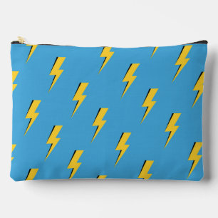 Yellow Lightning Blue Background Y2K Muster Zubehörtasche