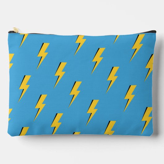Yellow Lightning Blue Background Y2K Muster Zubehörtasche (Vorderseite)