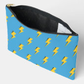 Yellow Lightning Blue Background Y2K Muster Zubehörtasche (Offen)