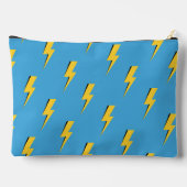 Yellow Lightning Blue Background Y2K Muster Zubehörtasche (Rückseite)