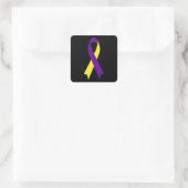 Yellow & Lila Awareness Ribbon von Janz Black Quadratischer Aufkleber (Tasche)