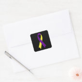 Yellow & Lila Awareness Ribbon von Janz Black Quadratischer Aufkleber (Umschlag)