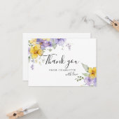 Yellow Lila Floral Brautparty Vielen Dank Karte (Vorderseite/Rückseite Beispiel)