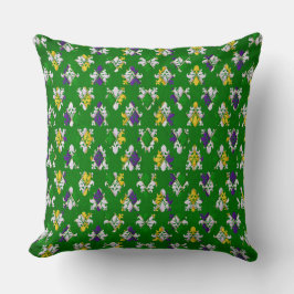 YELLOW LILA GREEN MARDI GRAS FLEUR DI LIS KISSEN